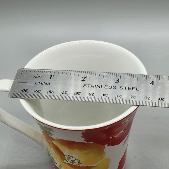 Set of 2 Jolly Poppy Mug by 222 Fifth Yellow Red Orange Flowers Floral - Picture 10 of 10